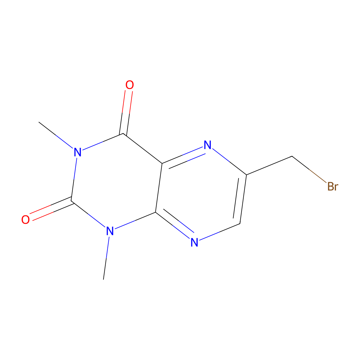 6-(bromomethyl)-1,3-dimethyl-2,4(1H,3H)-pteridinedione molecular structure, CAS 178393-41-4