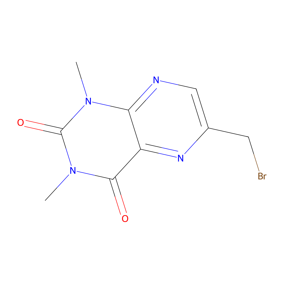 6-(bromomethyl)-1,3-dimethyl-2,4(1H,3H)-pteridinedione molecular structure, CAS 178393-41-4