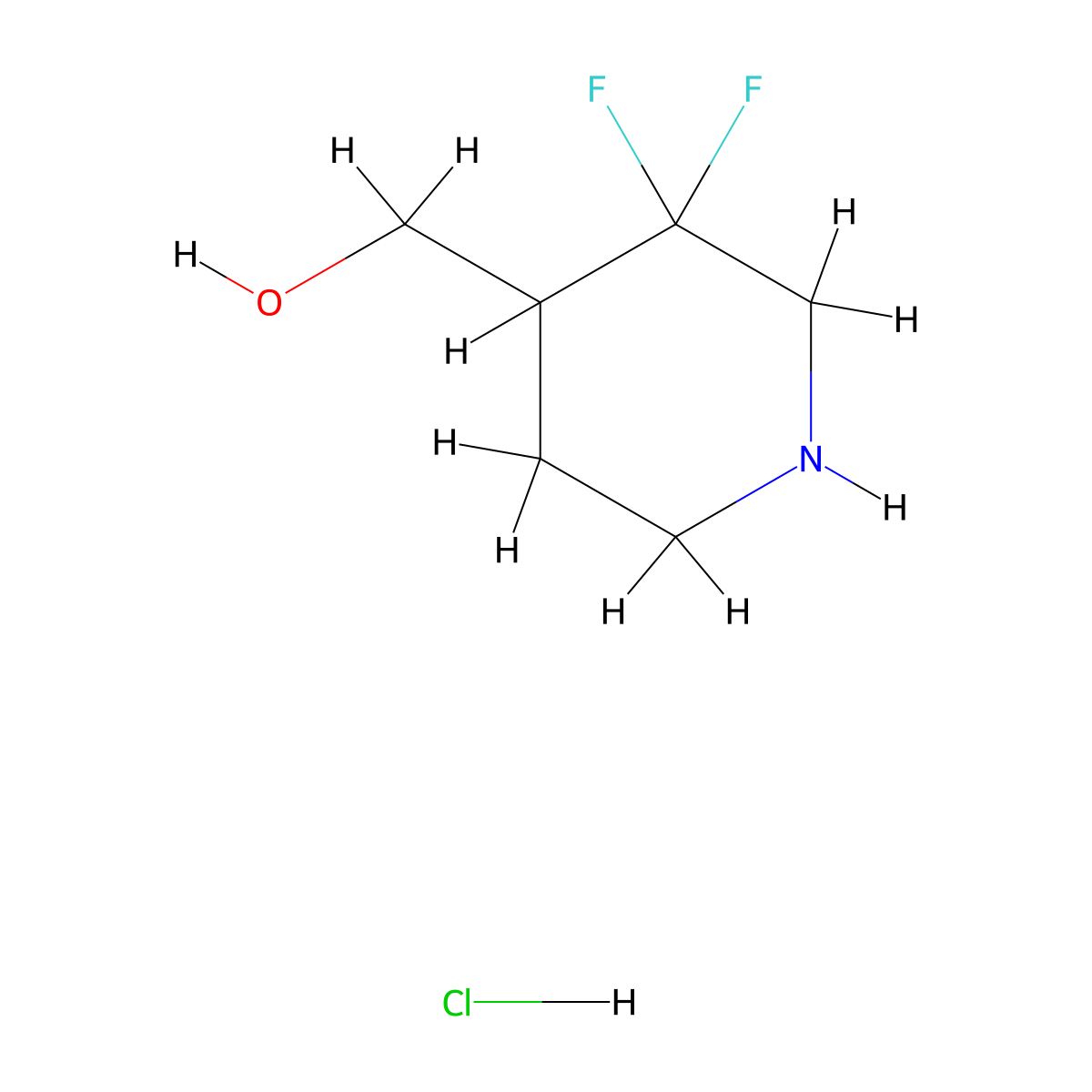 (3,3-Difluoropiperidin-4-yl)methanol hydrochloride molecular structure, CAS 1783945-29-8
