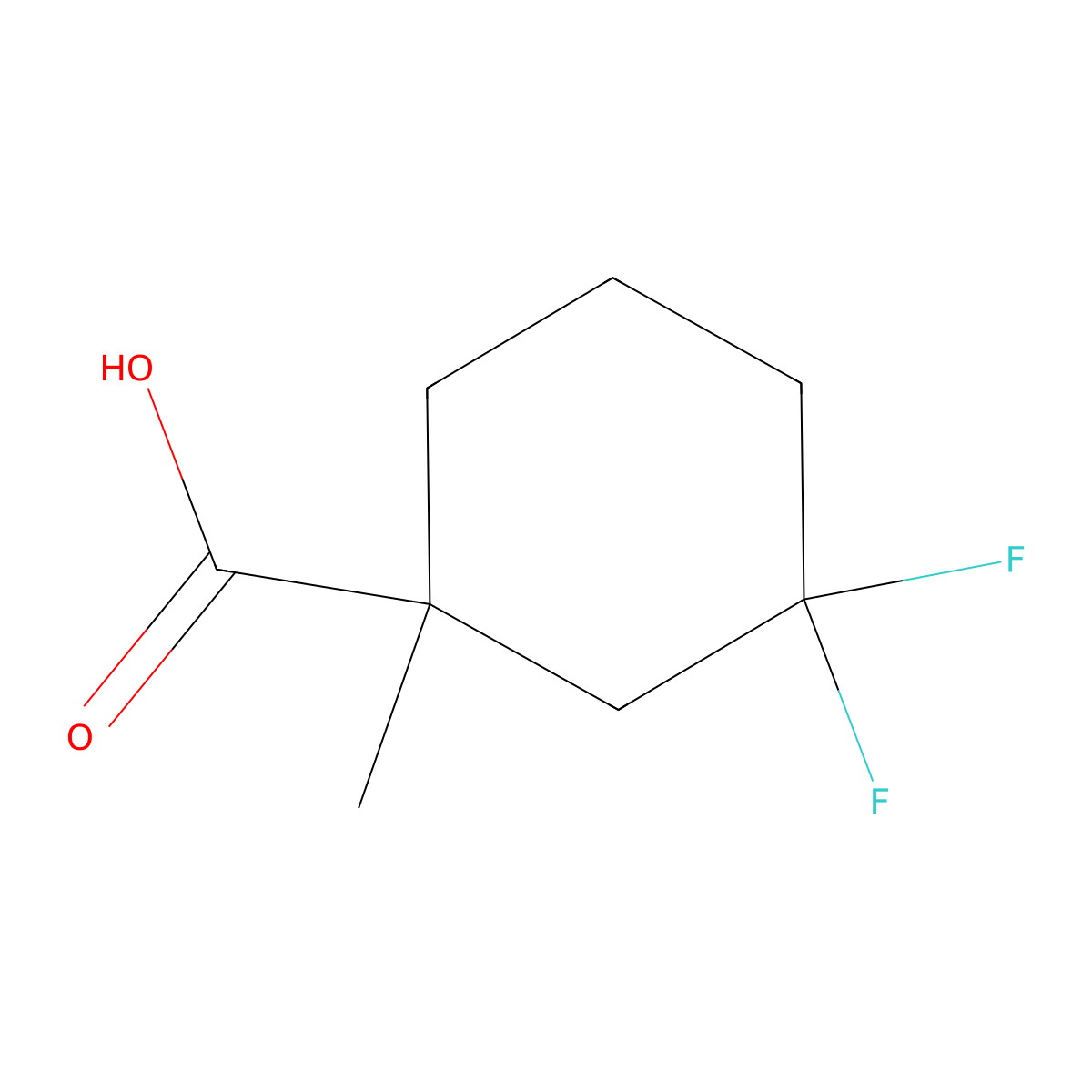 3,3-Difluoro-1-methylcyclohexane-1-carboxylic acid molecular structure, CAS 1783945-67-4