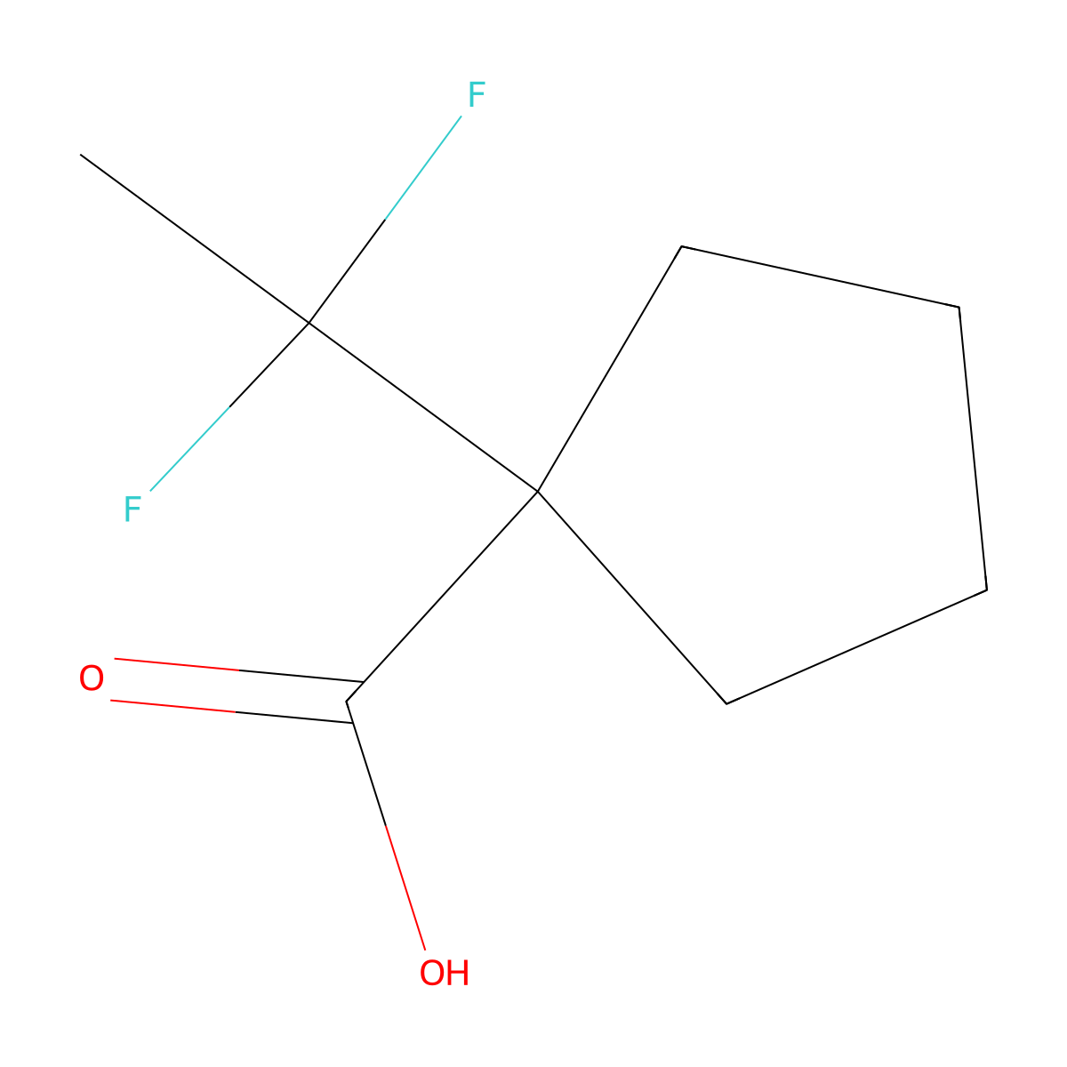 1-(1,1-Difluoroethyl)cyclopentane-1-carboxylic acid molecular structure, CAS 1783945-80-1