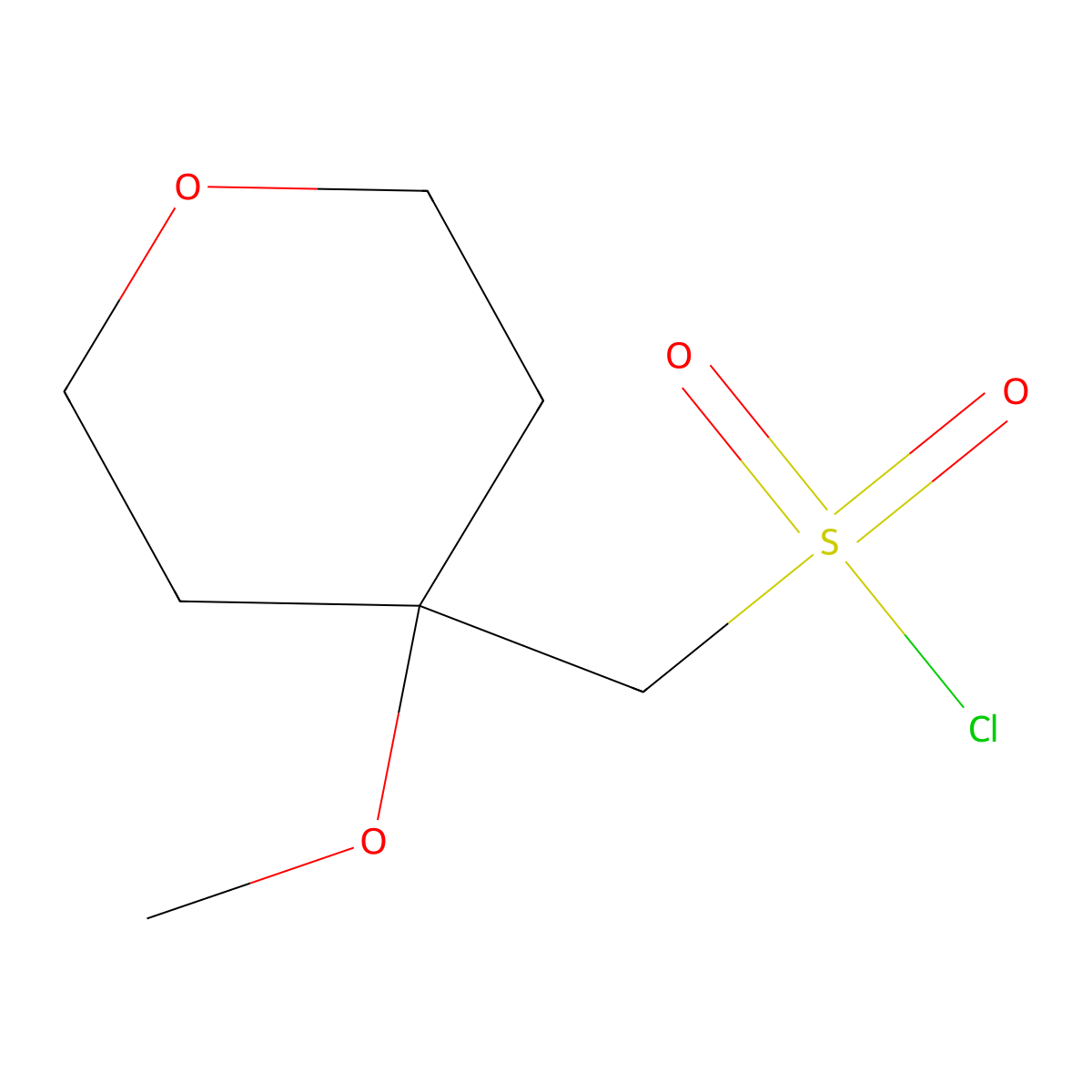 (4-Methoxyoxan-4-yl)methanesulfonyl chloride molecular structure, CAS 1783946-02-0