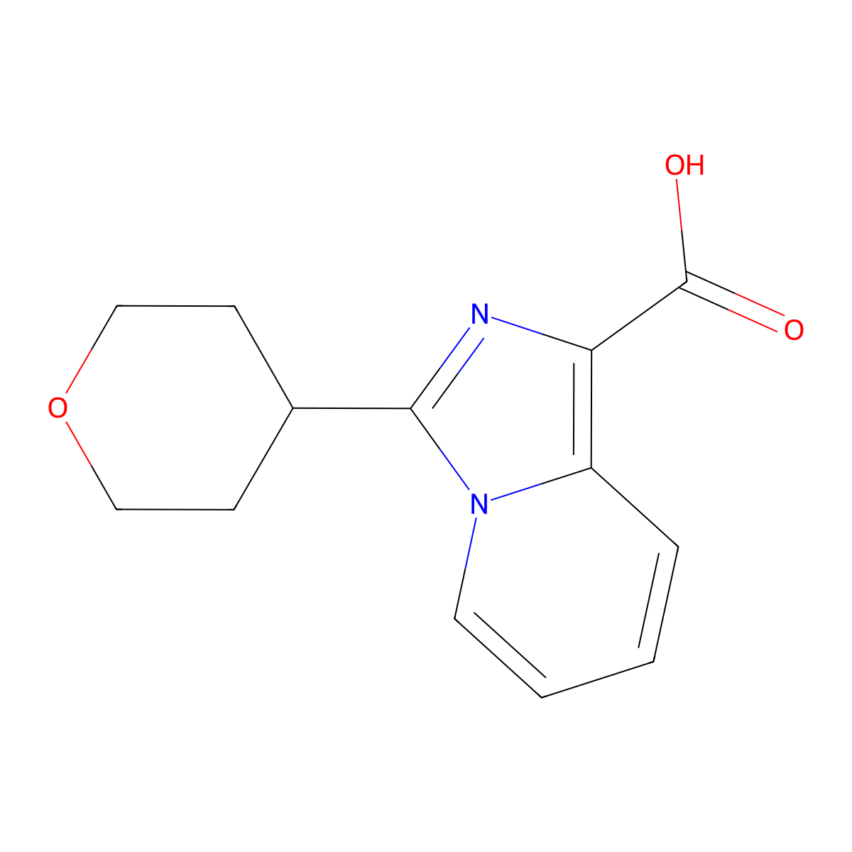3-(Oxan-4-yl)imidazo[1,5-a]pyridine-1-carboxylic acid molecular structure, CAS 1783951-59-6