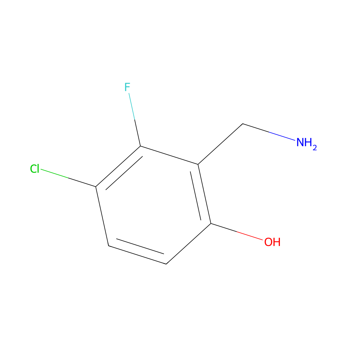 2-(Aminomethyl)-4-chloro-3-fluorophenol molecular structure, CAS 1783951-98-3