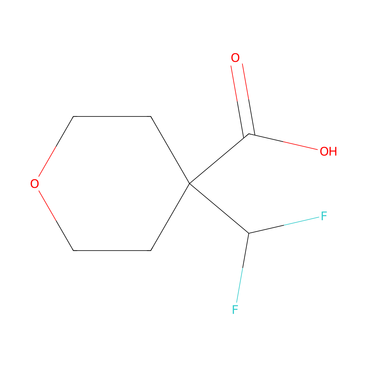4-(Difluoromethyl)oxane-4-carboxylic acid molecular structure, CAS 1783957-10-7