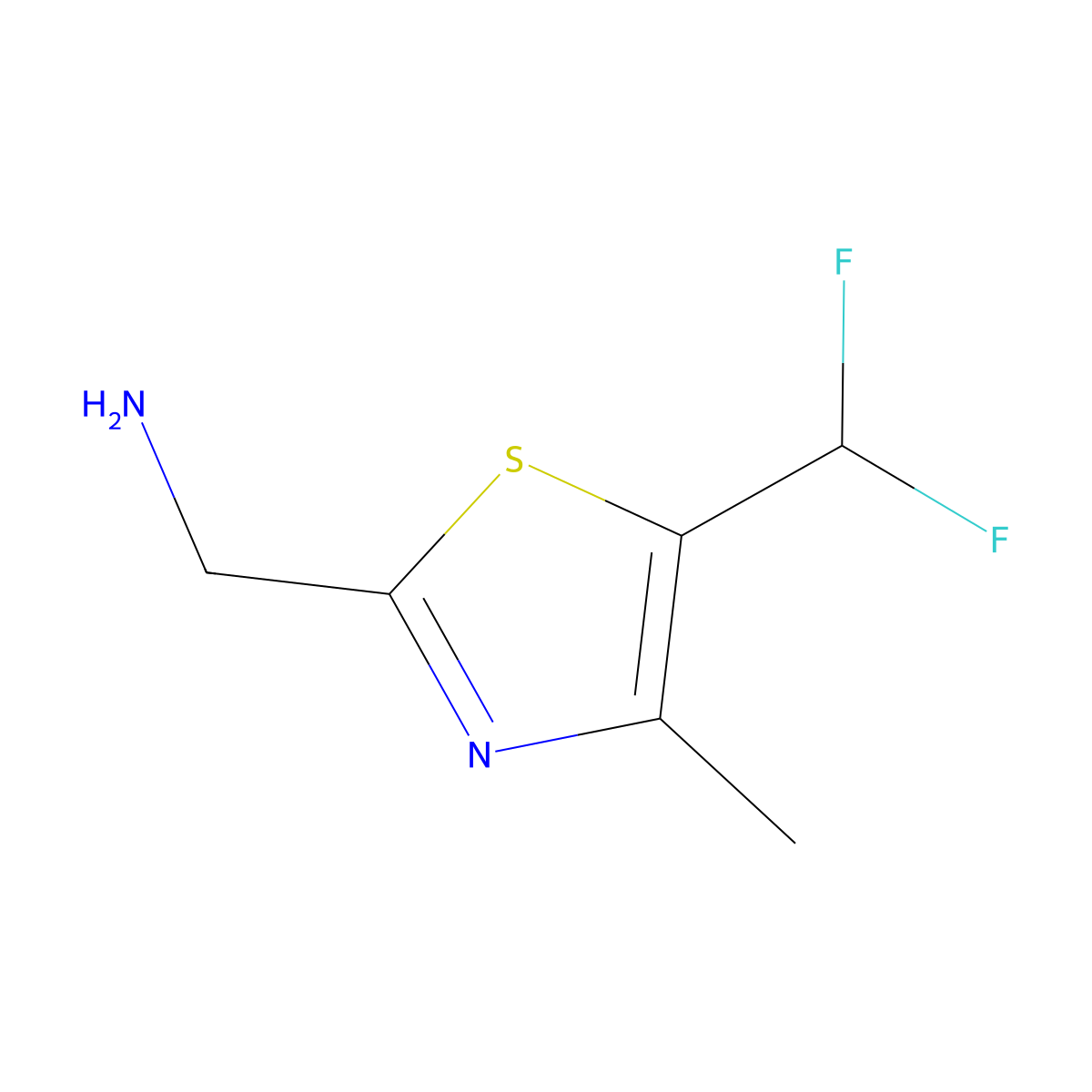 [5-(Difluoromethyl)-4-methyl-1,3-thiazol-2-yl]methanamine molecular structure, CAS 1783957-40-3