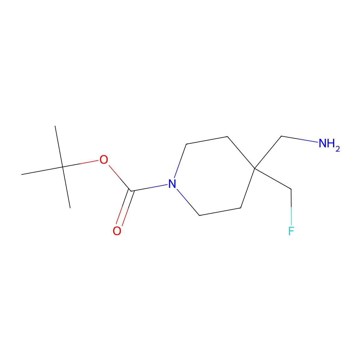 Tert-butyl 4-(aminomethyl)-4-(fluoromethyl)piperidine-1-carboxylate molecular structure, CAS 1783961-14-7