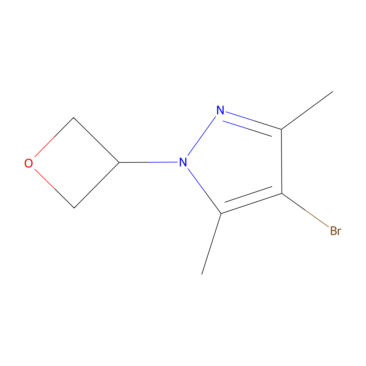 4-Bromo-3,5-dimethyl-1-(oxetan-3-yl)pyrazole molecular structure, CAS 1783961-40-9