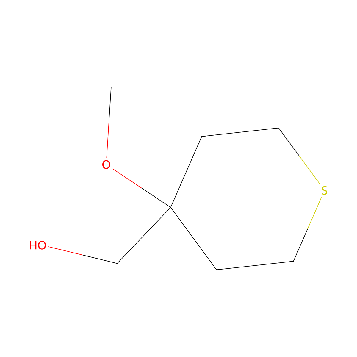 (4-Methoxytetrahydro-2H-thiopyran-4-yl)methanol molecular structure, CAS 1783964-61-3