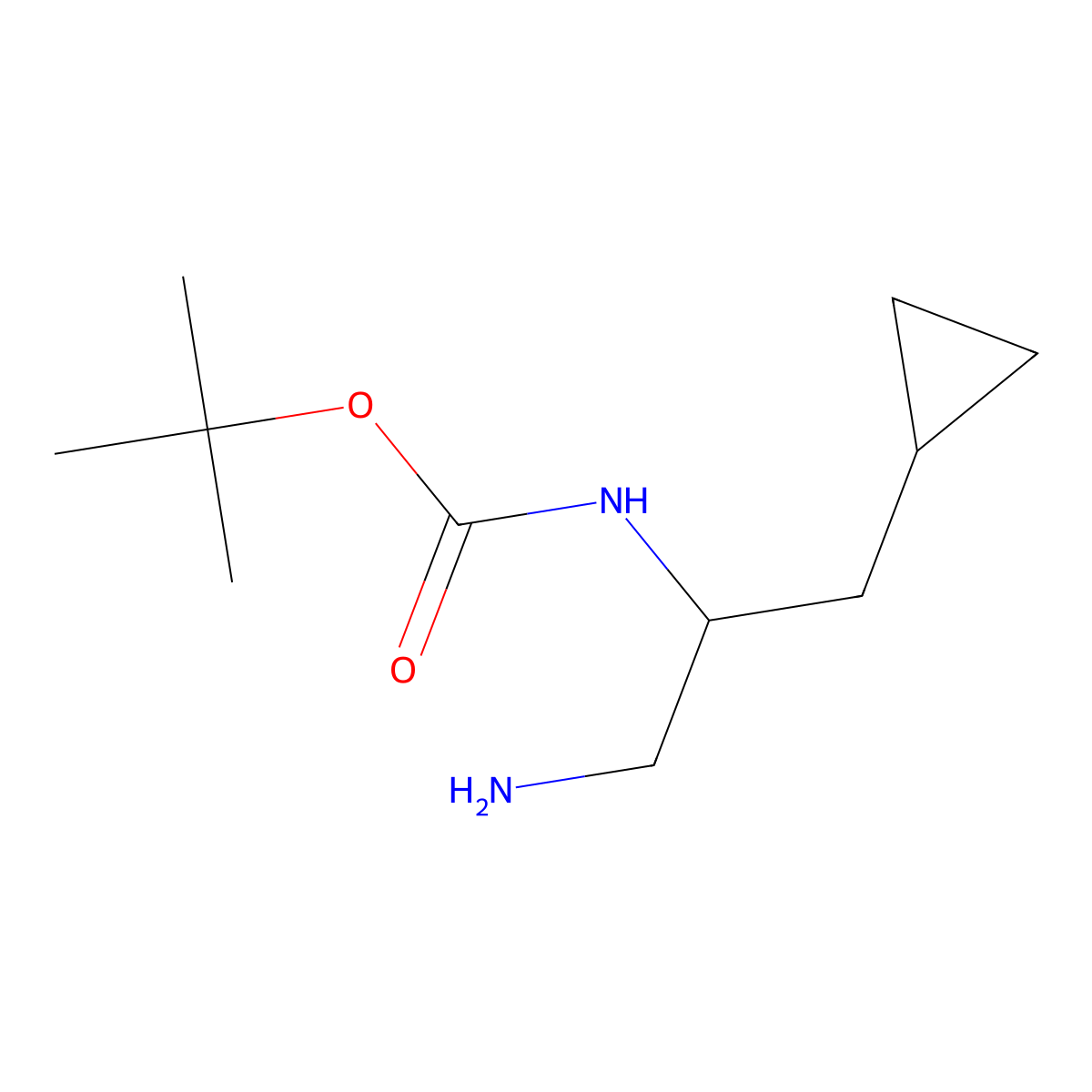 tert-butyl N-(1-amino-3-cyclopropylpropan-2-yl)carbamate molecular structure, CAS 1783975-56-3
