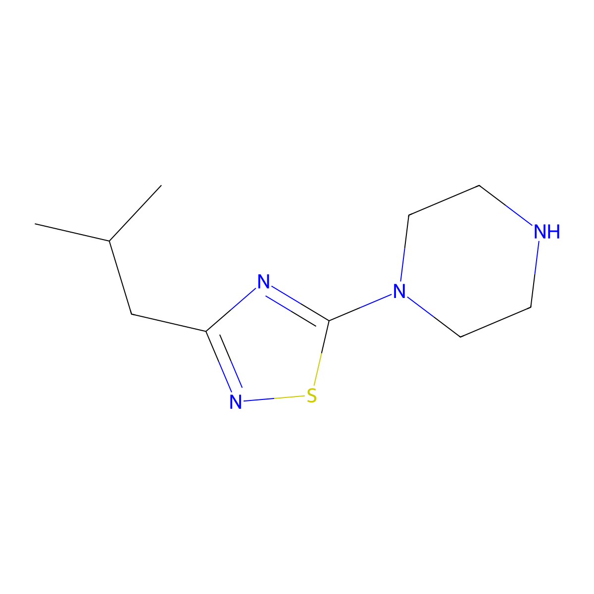 1-[3-(2-Methylpropyl)-1,2,4-thiadiazol-5-yl]piperazine molecular structure, CAS 1783977-42-3
