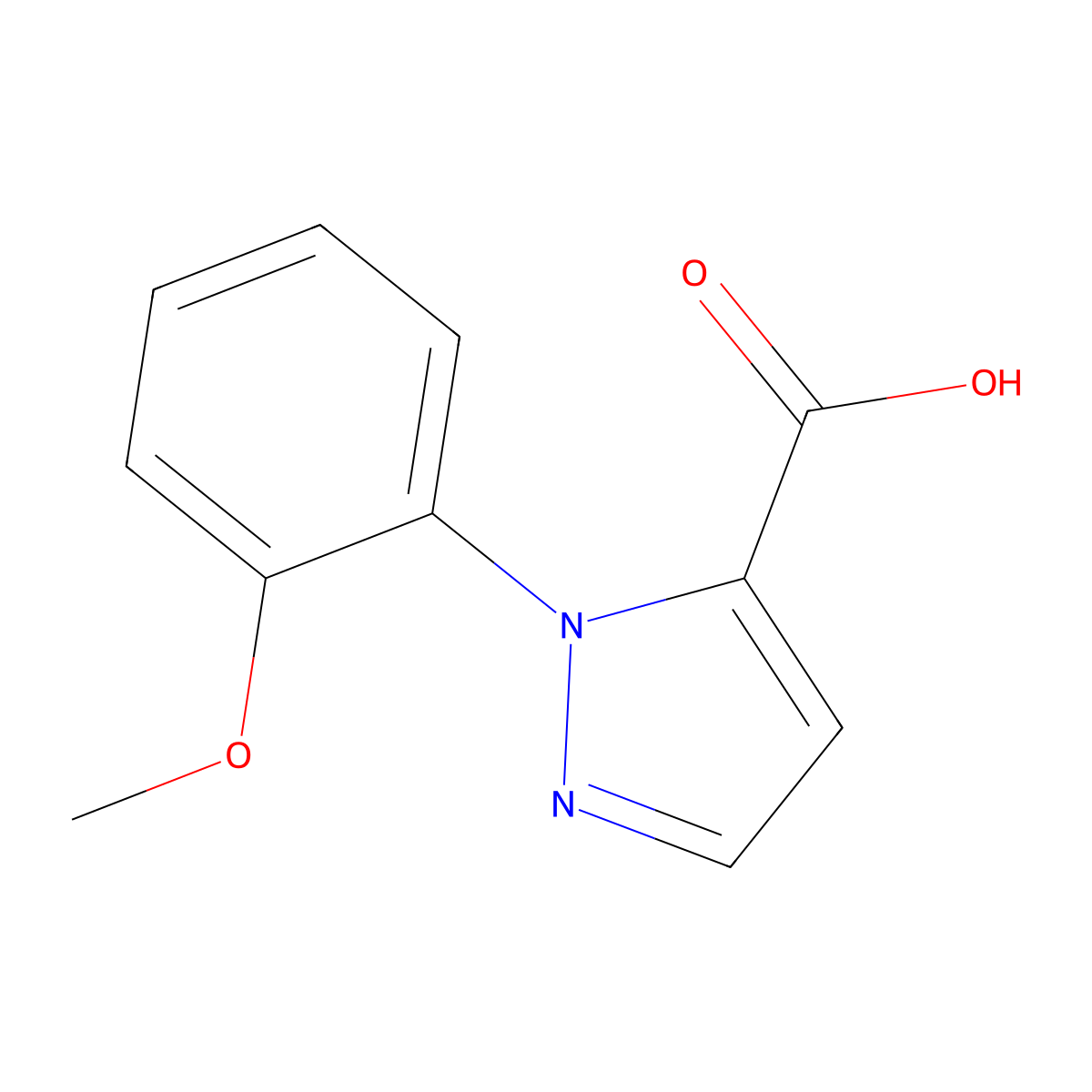 1-(2-methoxyphenyl)-1H-pyrazole-5-carboxylic acid molecular structure, CAS 1783977-51-4