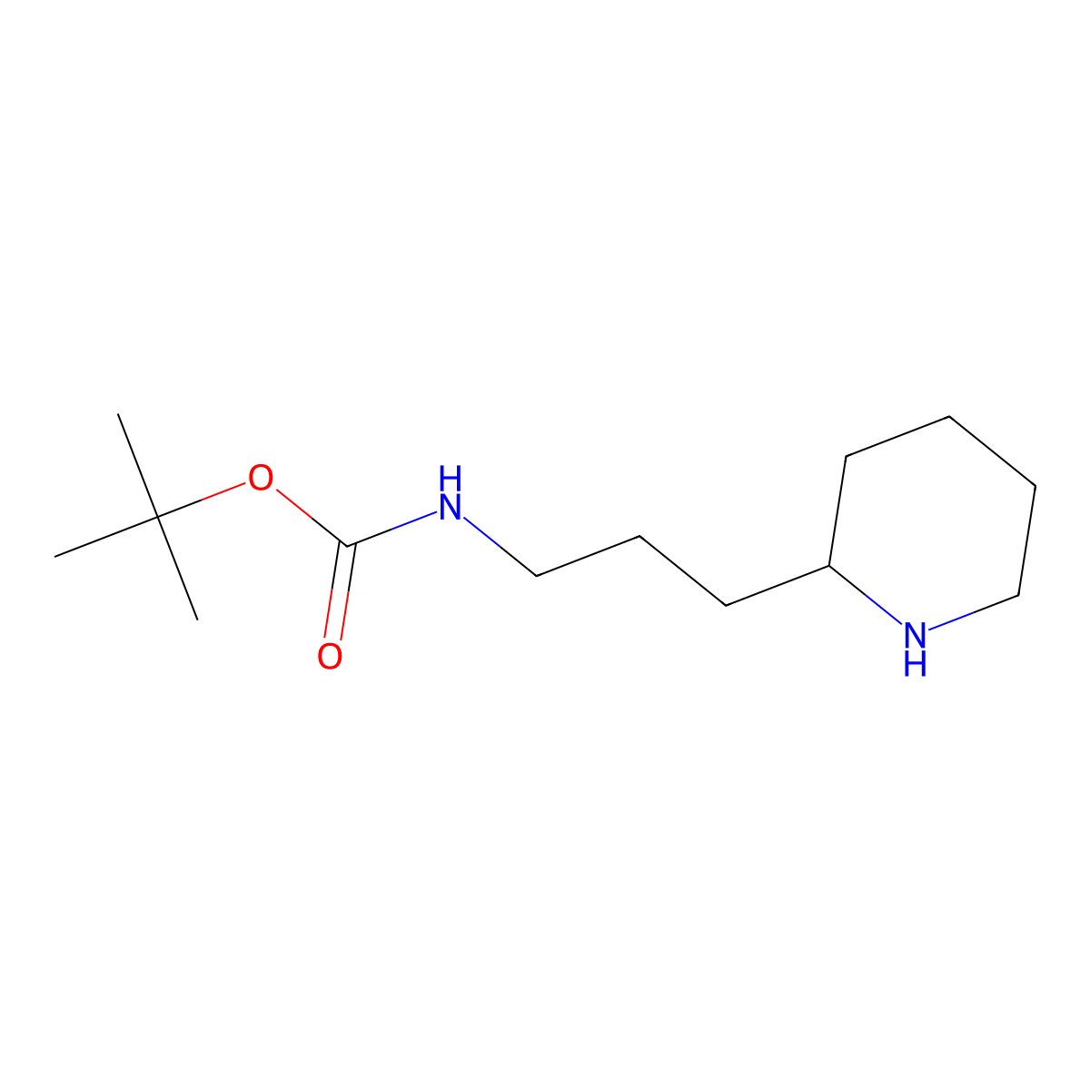 tert-Butyl N-[3-(piperidin-2-yl)propyl]carbamate molecular structure, CAS 1783986-30-0