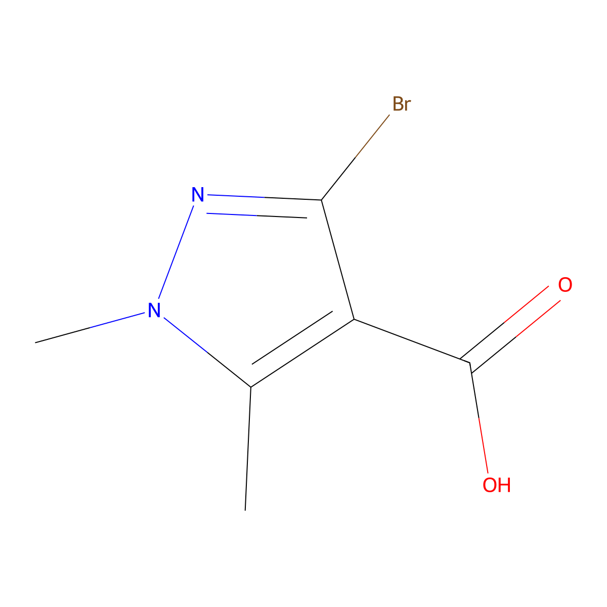 3-bromo-1,5-dimethyl-1H-pyrazole-4-carboxylic acid molecular structure, CAS 1783991-08-1