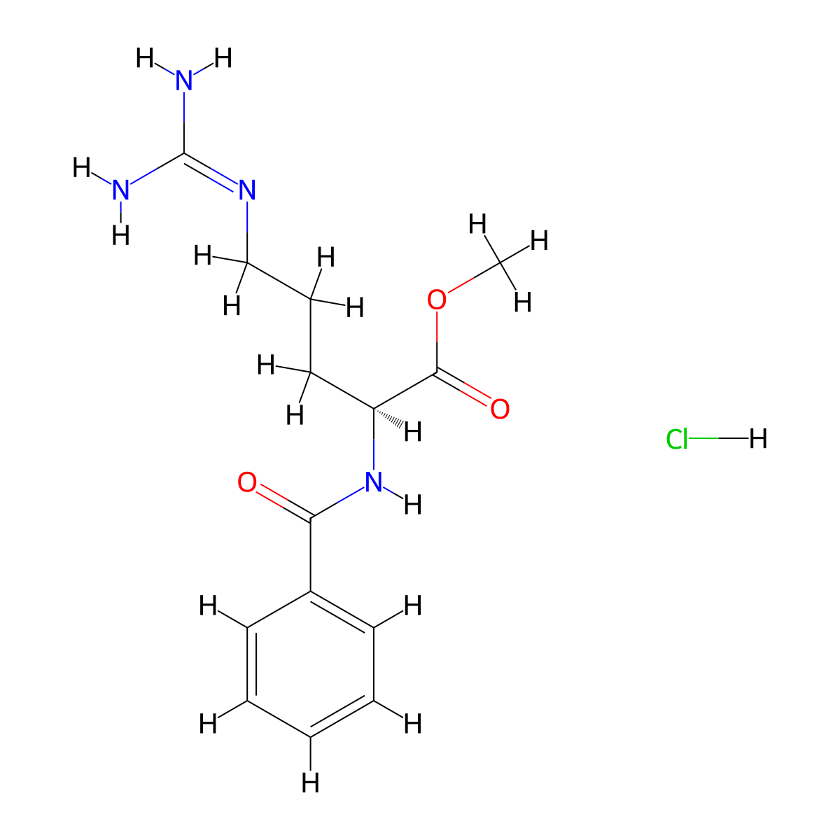 (S)-Methyl 2-benzamido-5-guanidinopentanoate hydrochloride molecular structure, CAS 1784-04-9