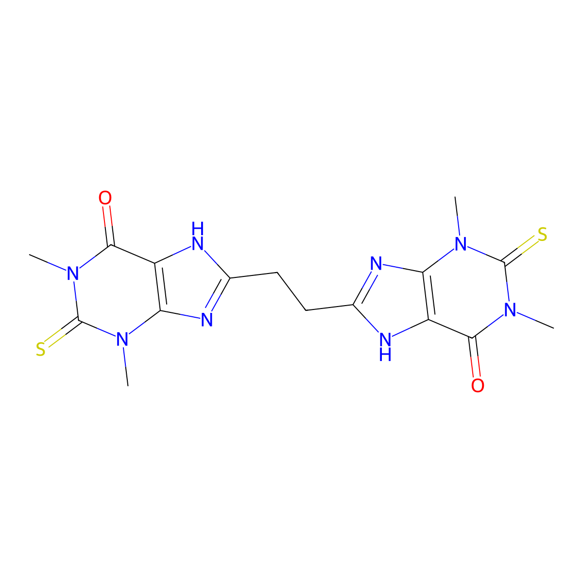 8,8'-Ethylenebis(2-thio-theophylline) molecular structure, CAS 1784-50-5