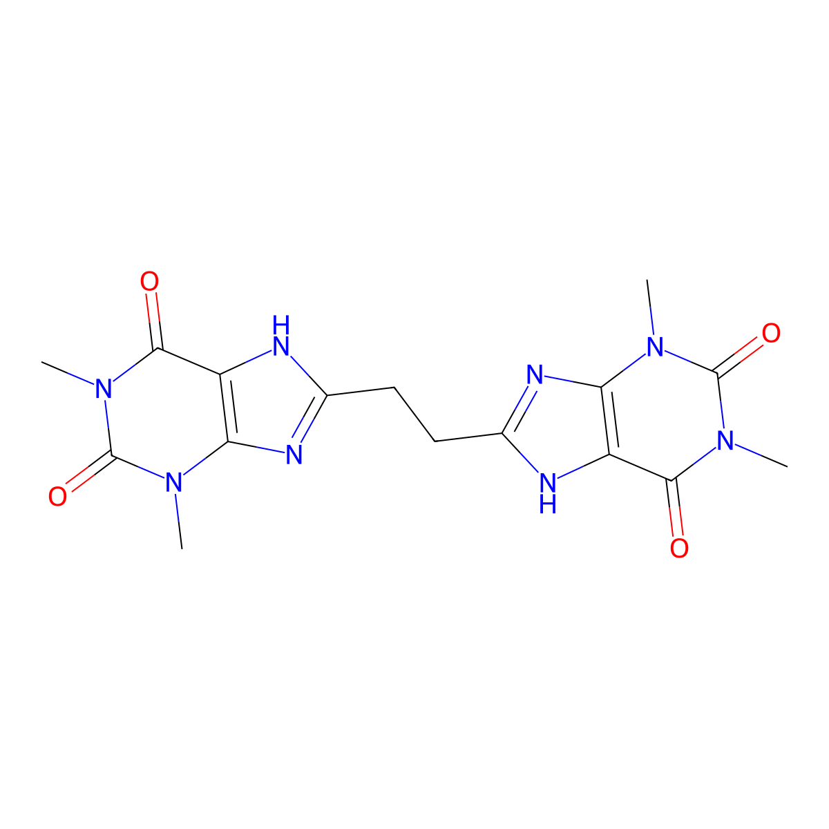 8,8'-Ethyleneditheophylline molecular structure, CAS 1784-67-4