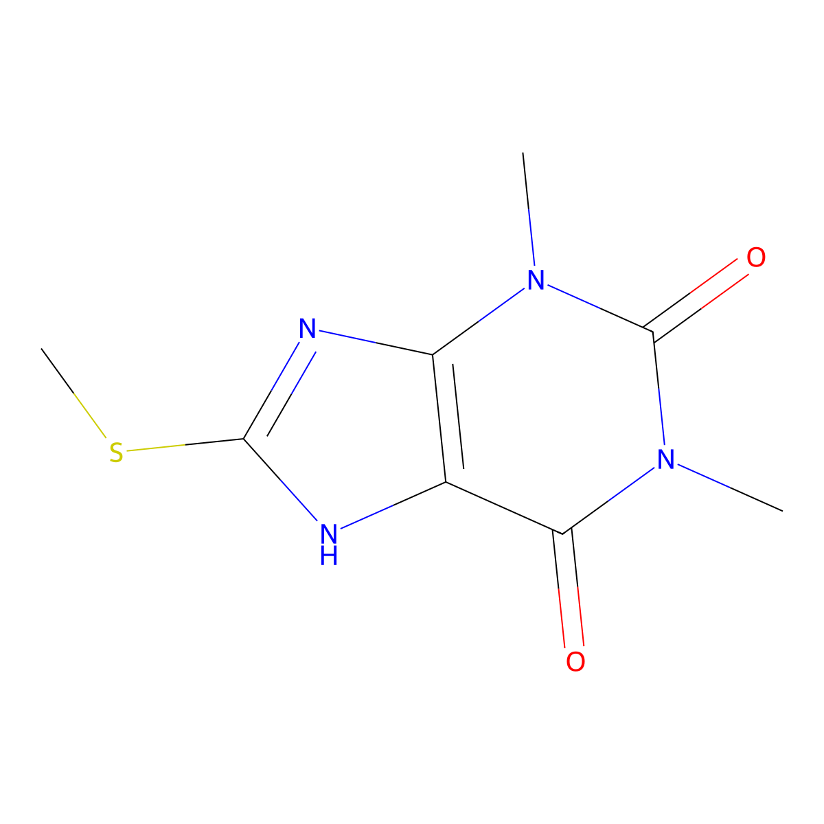 8-(Methylthio)theophylline molecular structure, CAS 1784-71-0