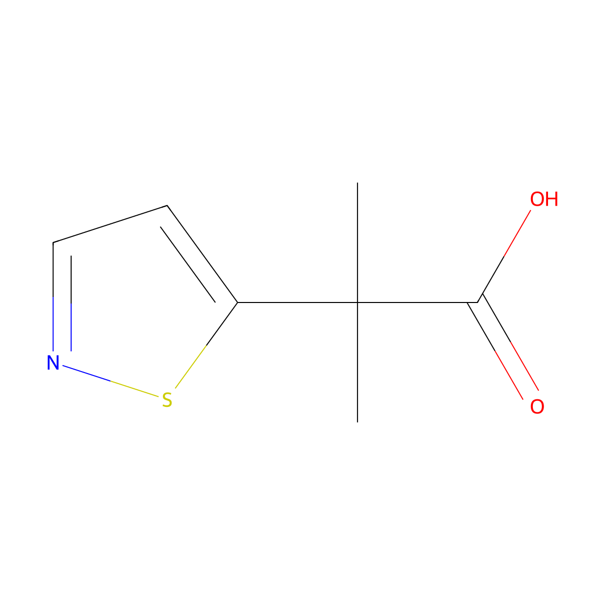 2-Methyl-2-(1,2-thiazol-5-yl)propanoic acid molecular structure, CAS 1784014-37-4
