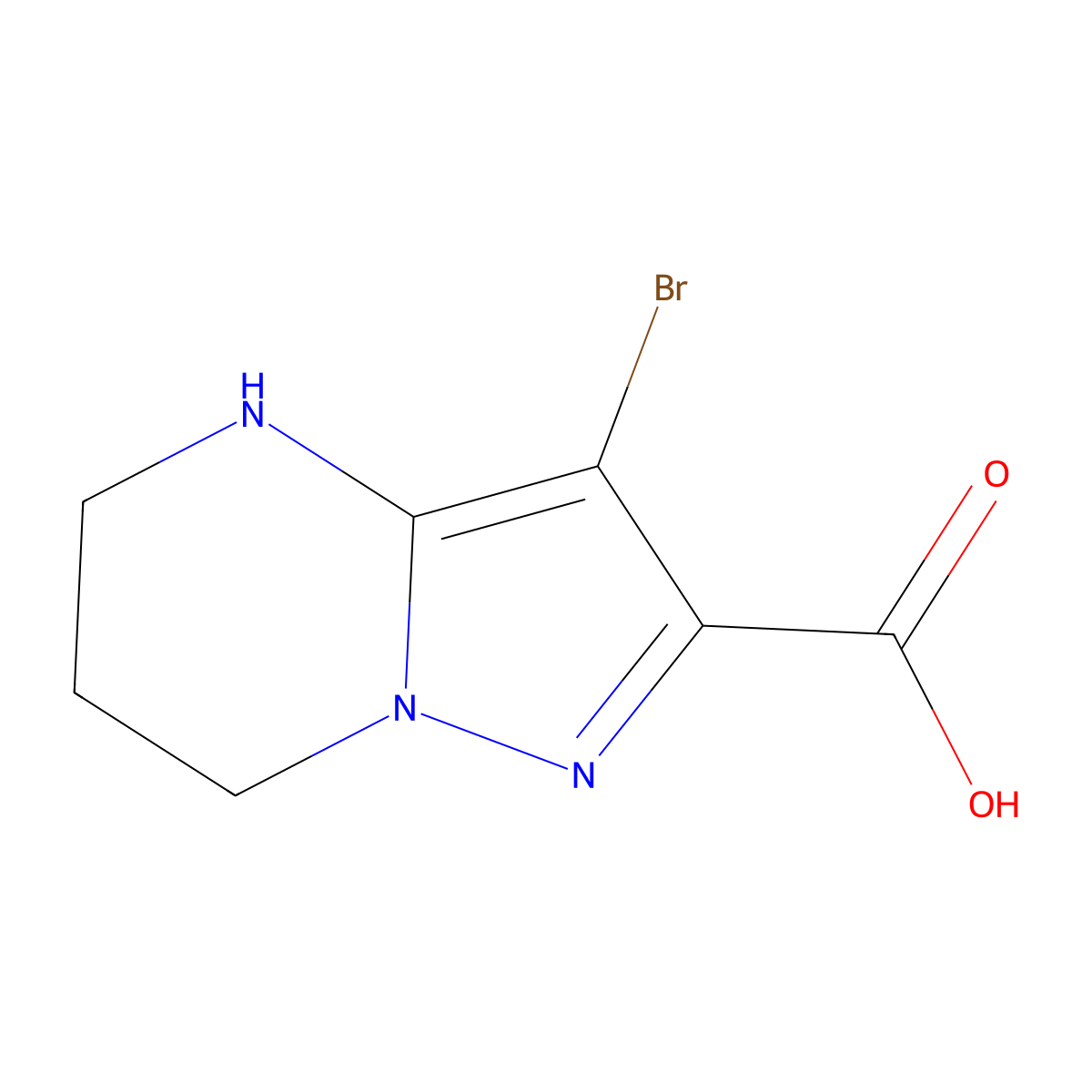 3-bromo-4H,5H,6H,7H-pyrazolo[1,5-a]pyrimidine-2-carboxylic acid molecular structure, CAS 1784019-40-4