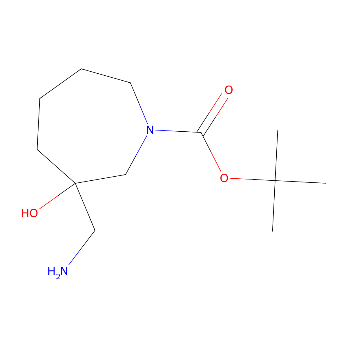 tert-Butyl 3-(aminomethyl)-3-hydroxy-1-azepanecarboxylate molecular structure, CAS 1784022-94-1
