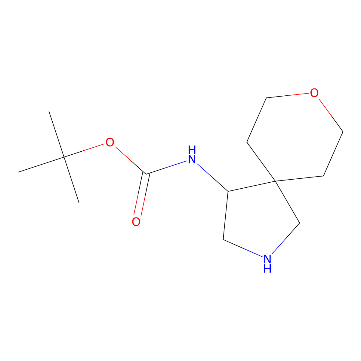 tert-Butyl N-{8-oxa-2-azaspiro[4.5]decan-4-yl}carbamate molecular structure, CAS 1784024-20-9