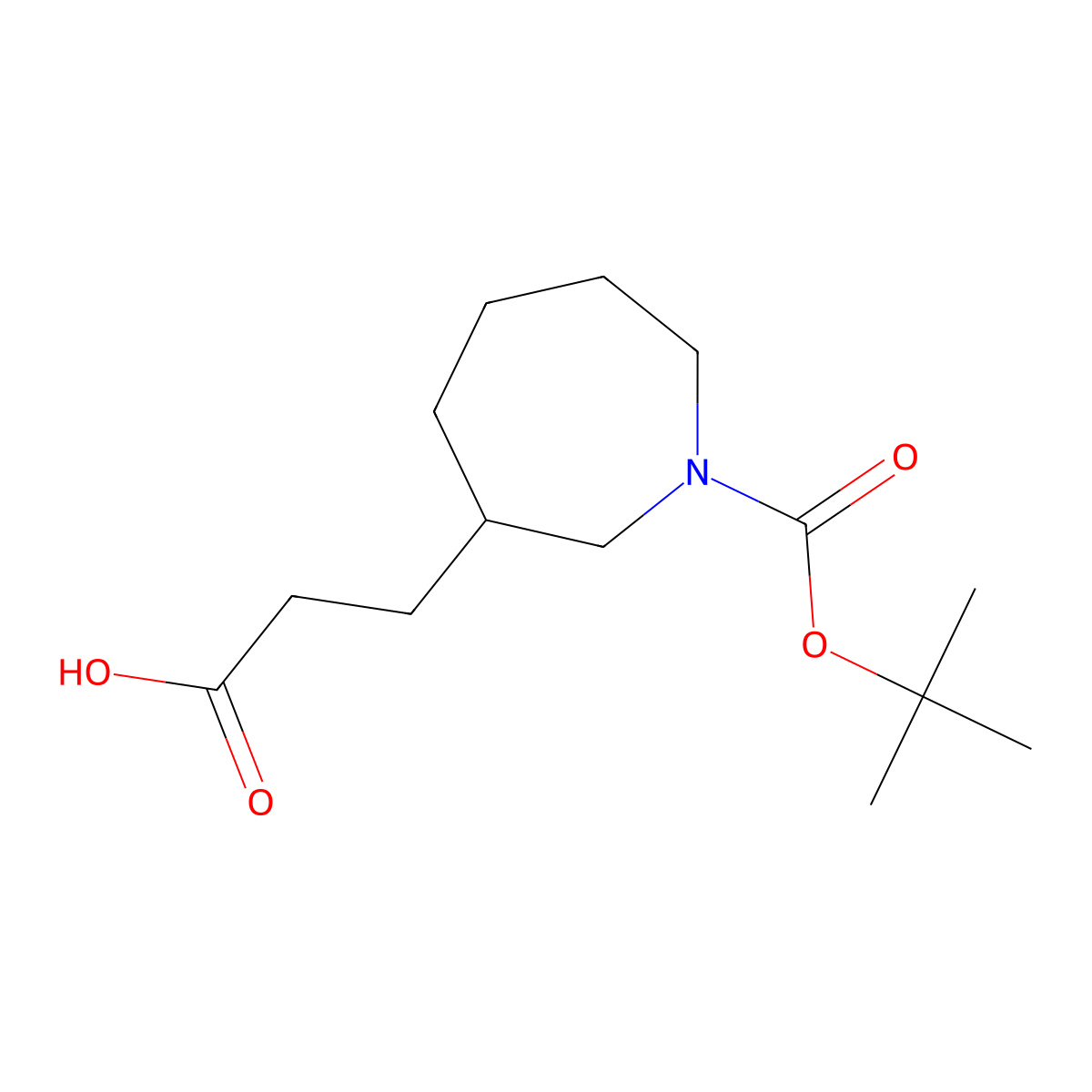 3-{1-[(Tert-butoxy)carbonyl]azepan-3-yl}propanoic acid molecular structure, CAS 1784030-49-4