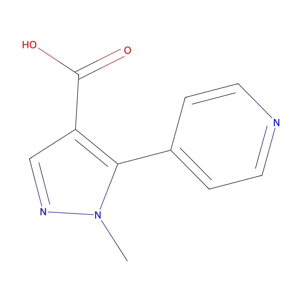1-methyl-5-(pyridin-4-yl)-1H-pyrazole-4-carboxylic acid molecular structure, CAS 1784034-39-4