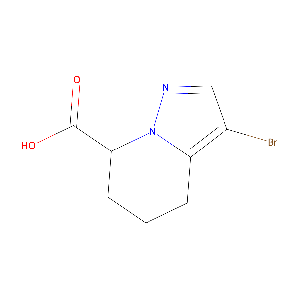 3-bromo-4H,5H,6H,7H-pyrazolo[1,5-a]pyridine-7-carboxylic acid molecular structure, CAS 1784038-13-6