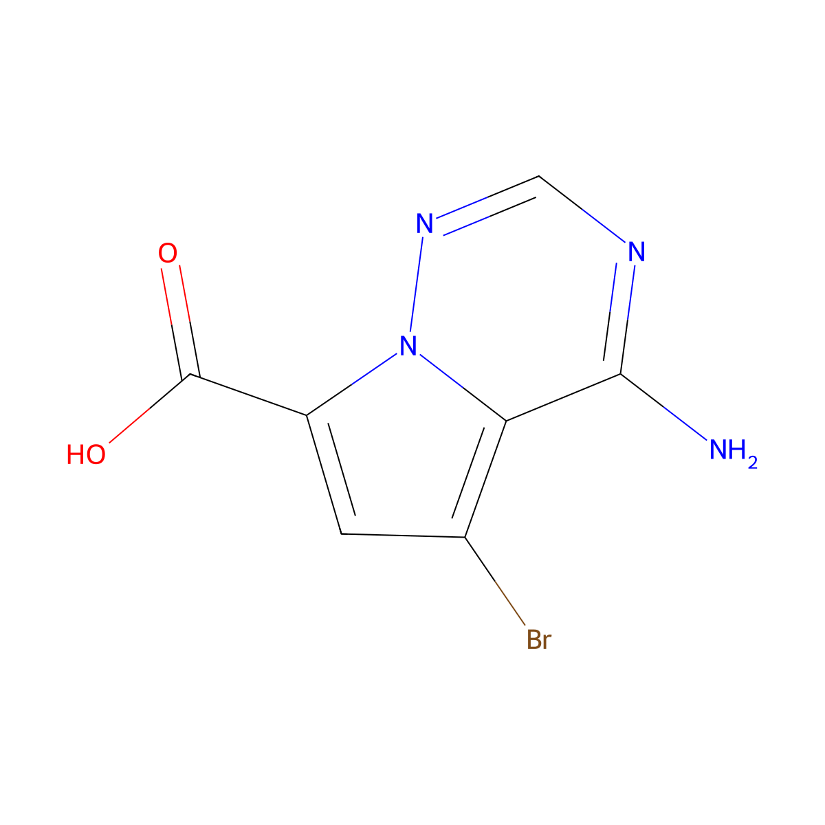 4-Amino-5-bromopyrrolo[2,1-f][1,2,4]triazine-7-carboxylic acid molecular structure, CAS 1784039-62-8