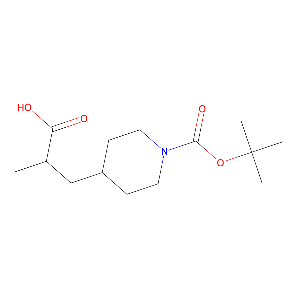 3-{1-[(Tert-butoxy)carbonyl]piperidin-4-yl}-2-methylpropanoicacid molecular structure, CAS 1784047-04-6