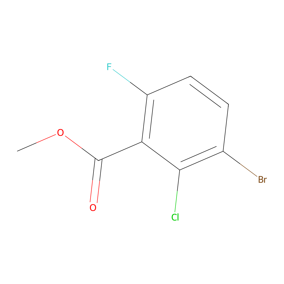 Methyl 3-bromo-2-chloro-6-fluorobenzoate molecular structure, CAS 1784053-31-1