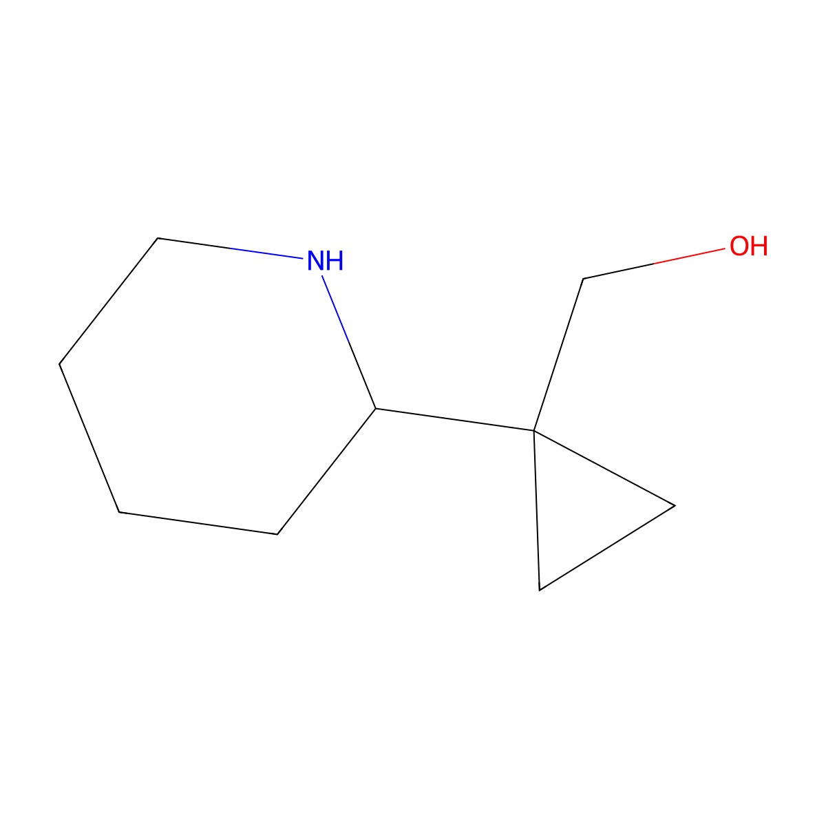 [1-(Piperidin-2-yl)cyclopropyl]methanol molecular structure, CAS 1784055-74-8