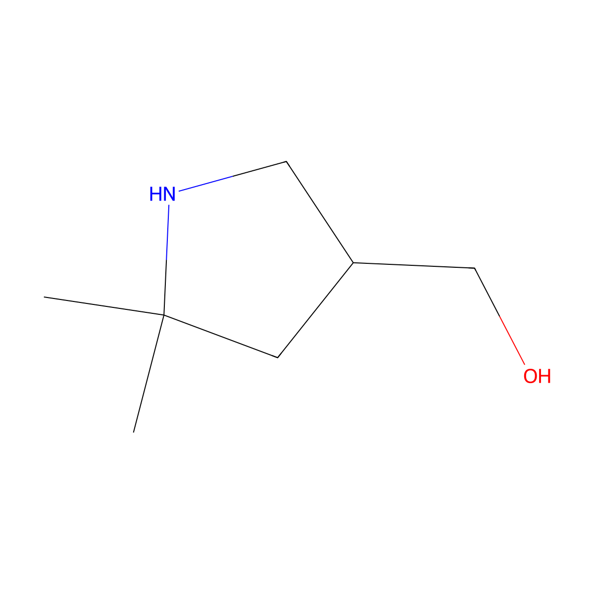 (5,5-Dimethylpyrrolidin-3-yl)methanol molecular structure, CAS 1784056-43-4
