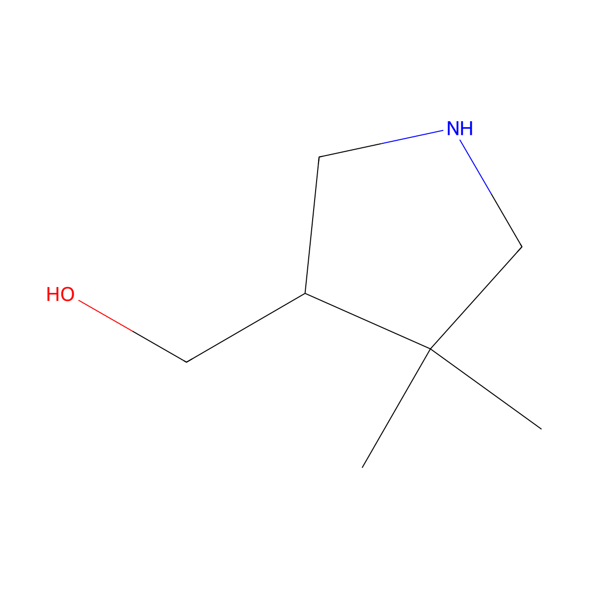(4,4-Dimethylpyrrolidin-3-yl)methanol molecular structure, CAS 1784059-76-2