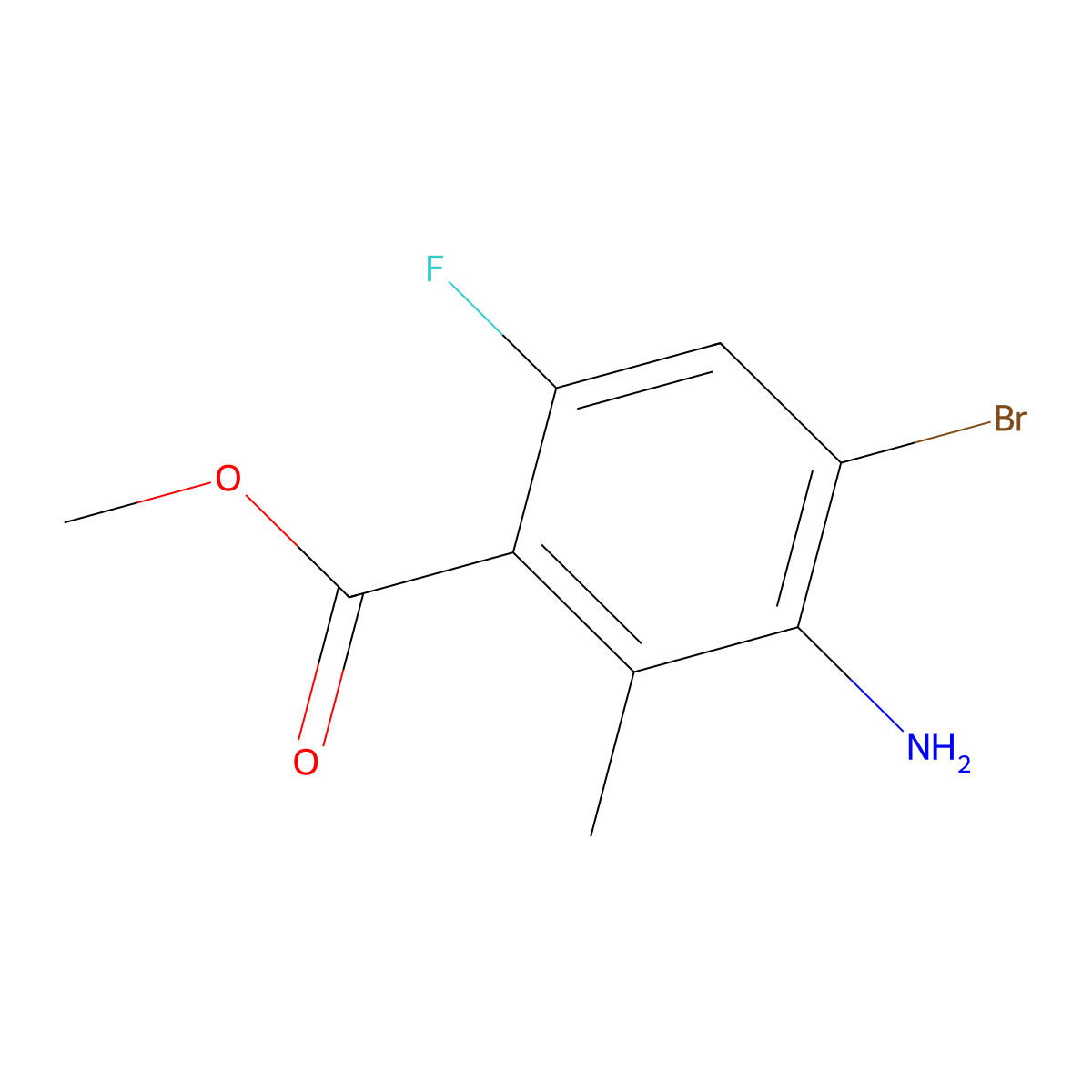 Methyl 3-amino-4-bromo-6-fluoro-2-methylbenzoate molecular structure, CAS 1784060-92-9