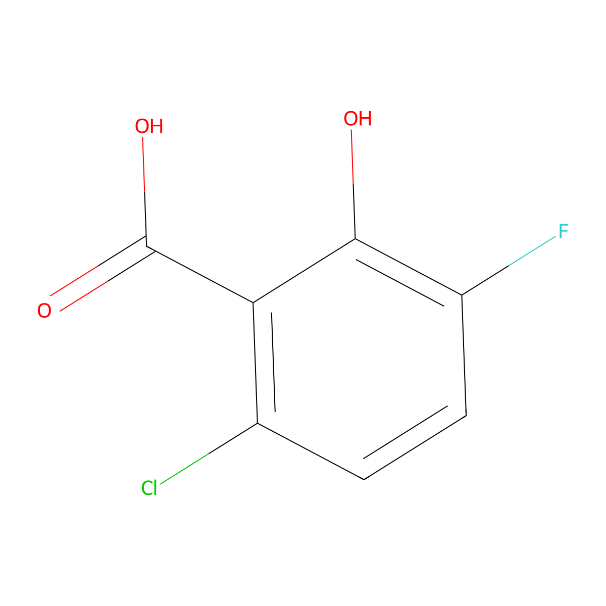 6-Chloro-3-fluoro-2-hydroxybenzoic acid molecular structure, CAS 1784080-59-6