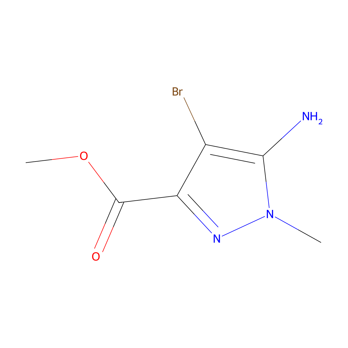 Methyl 5-amino-4-bromo-1-methyl-1H-pyrazole-3-carboxylate molecular structure, CAS 1784084-84-9