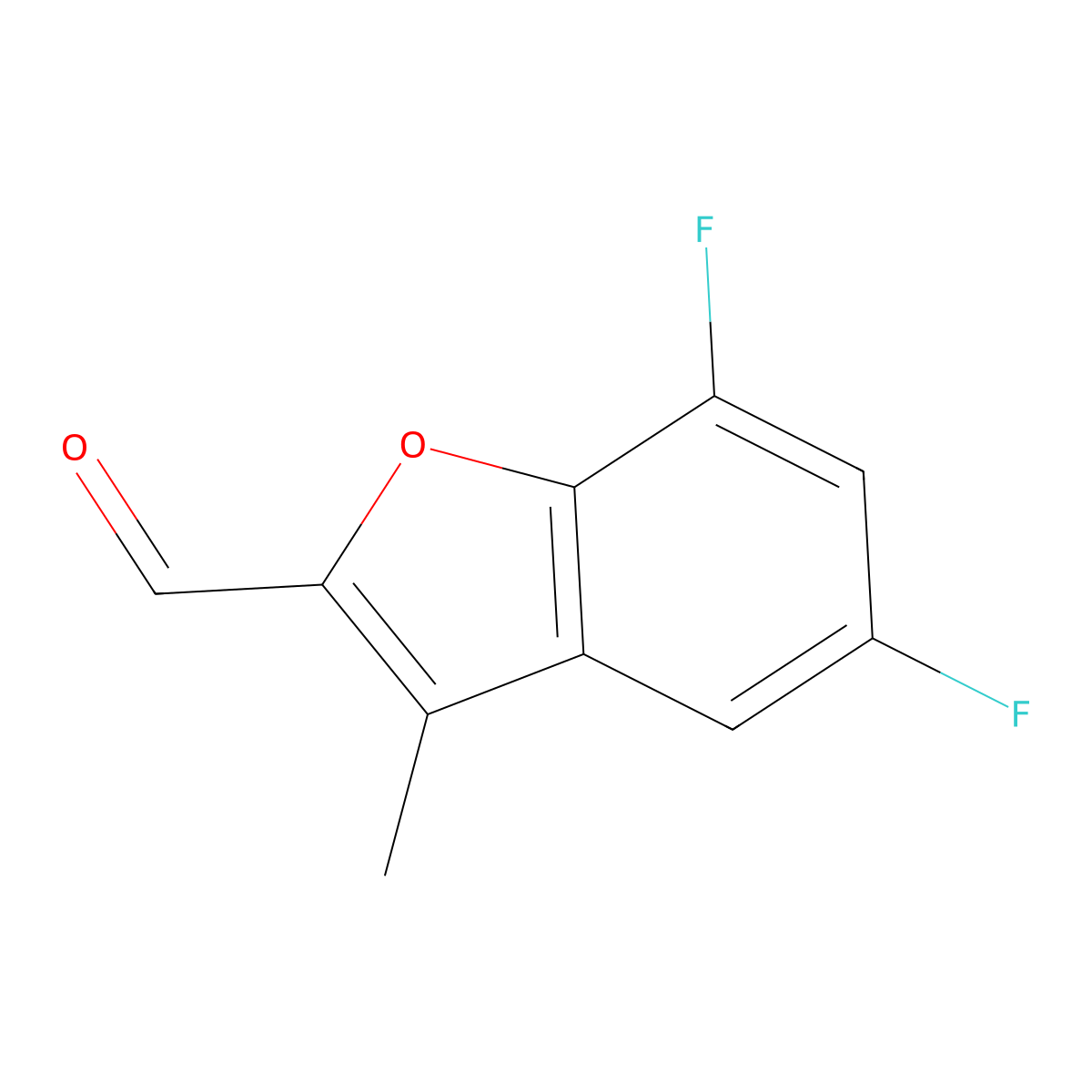 5,7-Difluoro-3-methylbenzofuran-2-carbaldehyde molecular structure, CAS 1784086-71-0