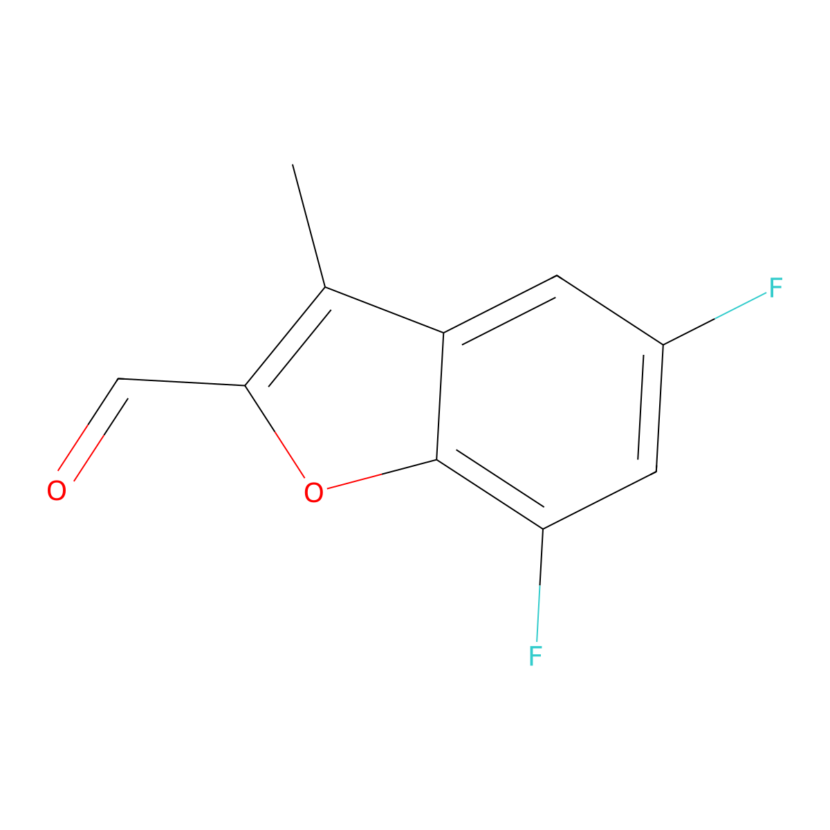 5,7-Difluoro-3-methylbenzofuran-2-carbaldehyde molecular structure, CAS 1784086-71-0
