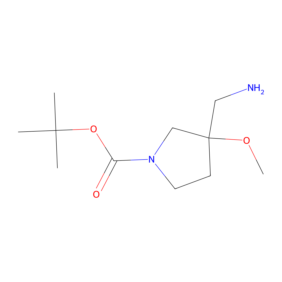 tert-Butyl 3-(aminomethyl)-3-methoxypyrrolidine-1-carboxylate molecular structure, CAS 1784089-07-1
