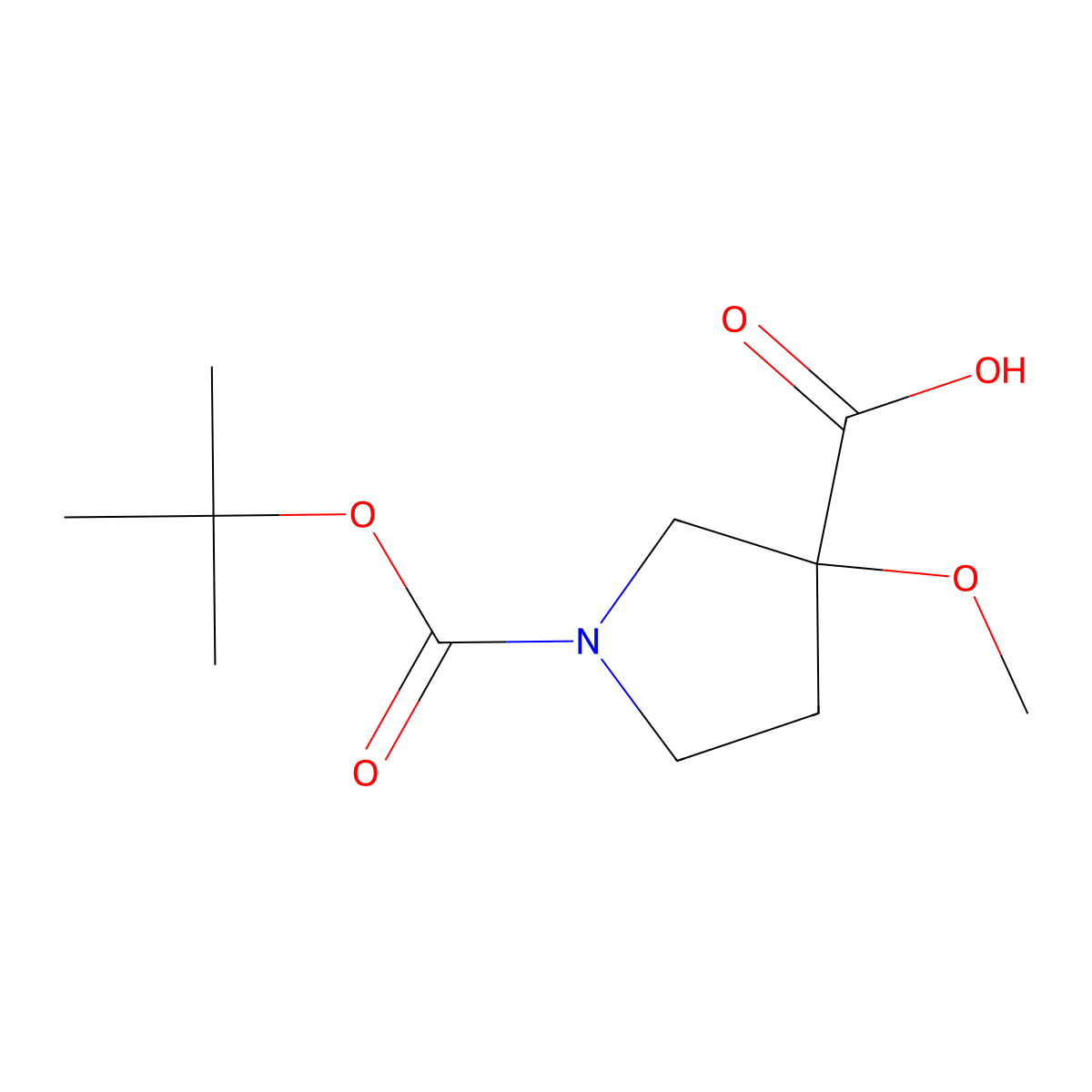 1-[(Tert-butoxy)carbonyl]-3-methoxypyrrolidine-3-carboxylic acid molecular structure, CAS 1784095-47-1