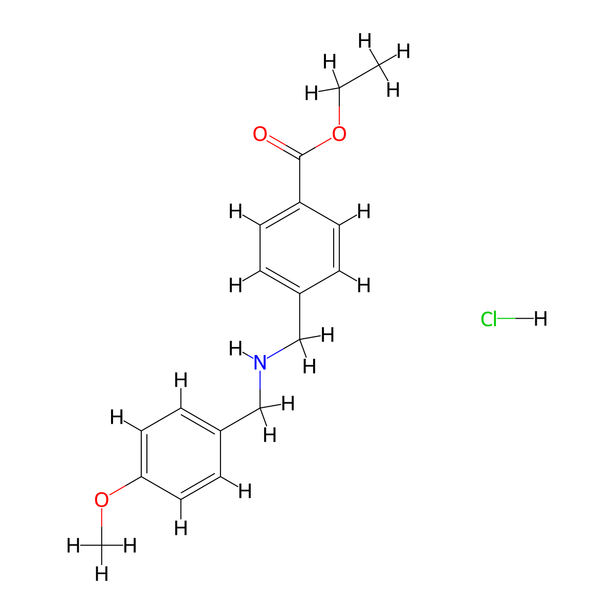 Ethyl 4-{[(4-methoxybenzyl)amino]-methyl}benzoate hydrochloride molecular structure, CAS 17841-66-6