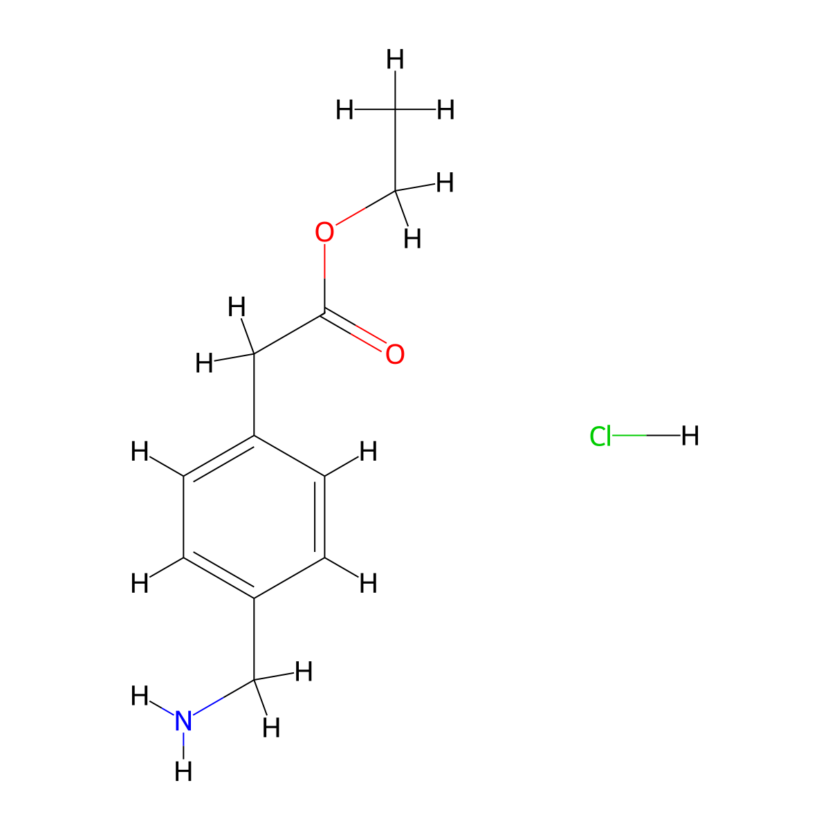 Ethyl 2-[4-(aminomethyl)phenyl]acetate hydrochloride molecular structure, CAS 17841-69-9