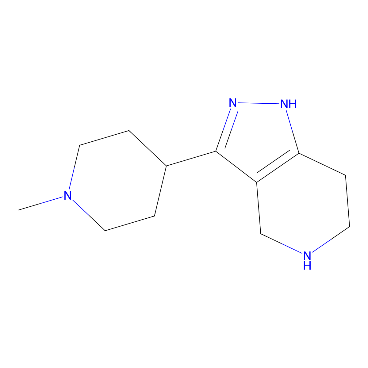 1-methyl-4-{2H,4H,5H,6H,7H-pyrazolo[4,3-c]pyridin-3-yl}piperidine molecular structure, CAS 1784100-96-4