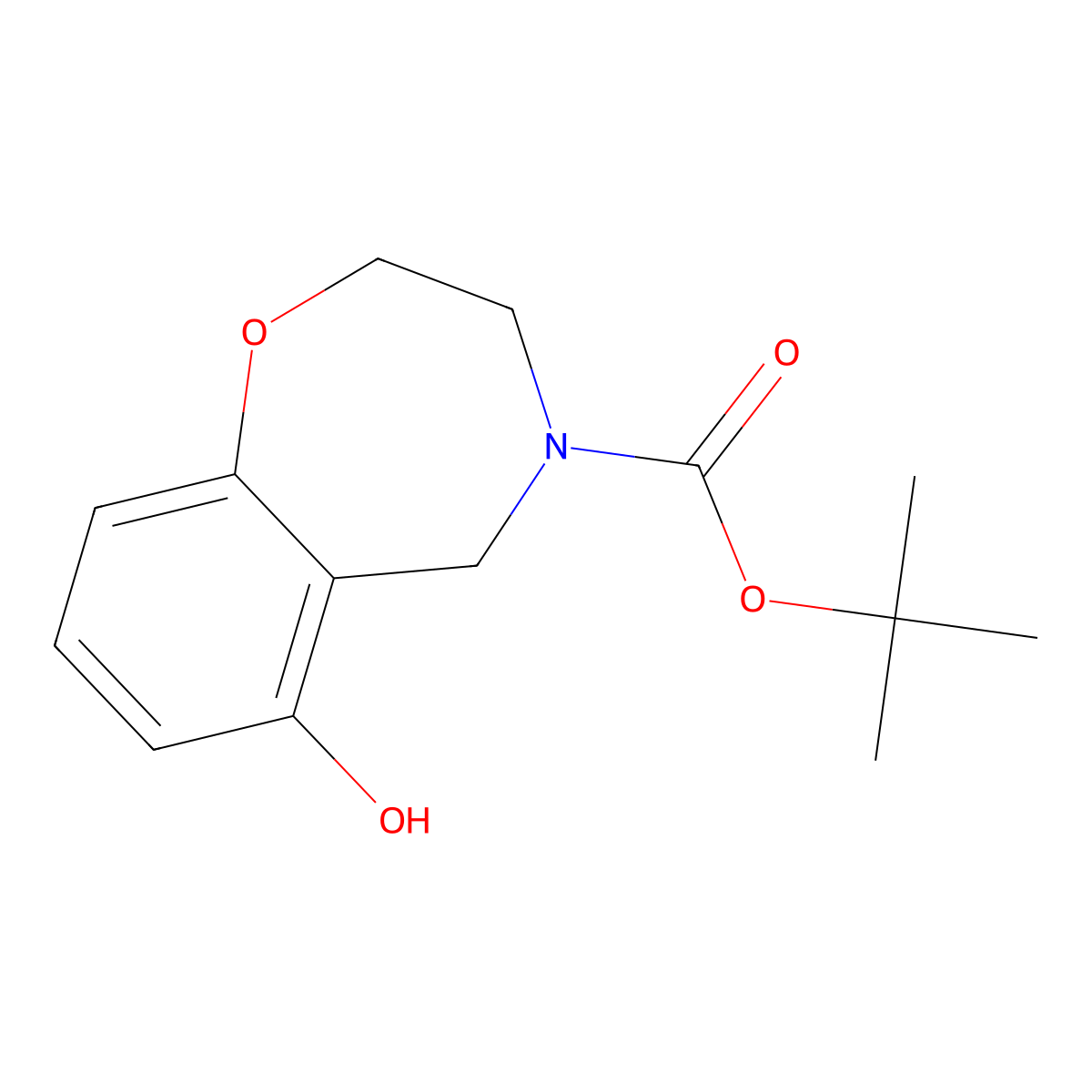 Tert-butyl 6-hydroxy-2,3,4,5-tetrahydro-1,4-benzoxazepine-4-carboxylate molecular structure, CAS 1784103-10-1