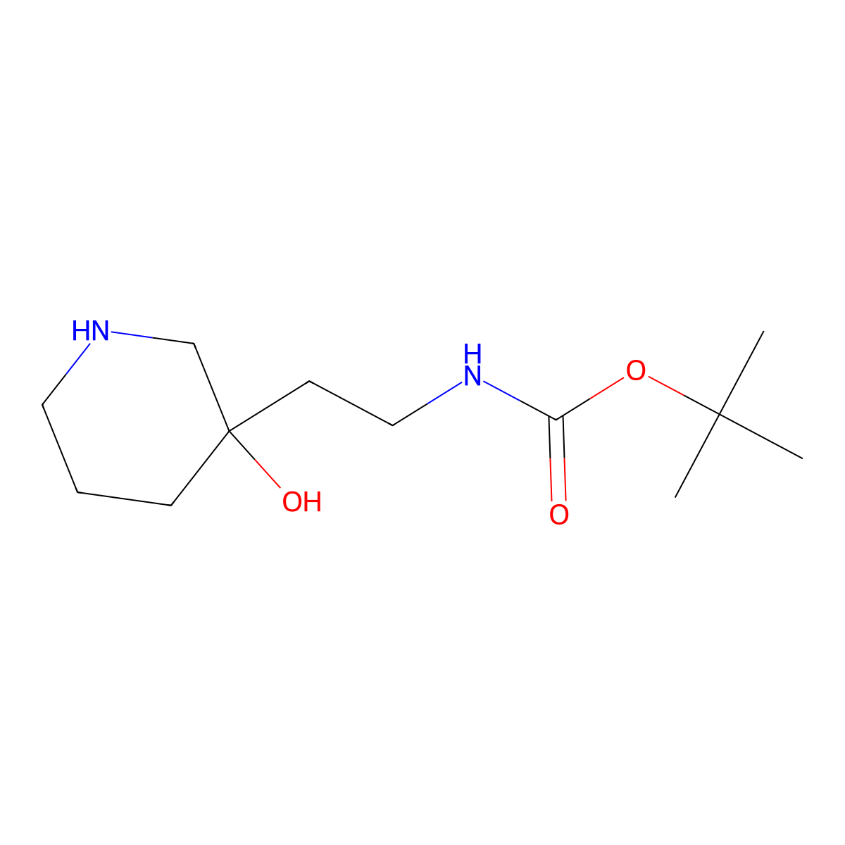 tert-butyl N-[2-(3-hydroxypiperidin-3-yl)ethyl]carbamate molecular structure, CAS 1784107-28-3