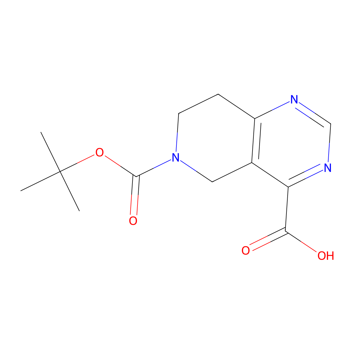 6-[(tert-butoxy)carbonyl]-5H,6H,7H,8H-pyrido[4,3-d]pyrimidine-4-carboxylic acid molecular structure, CAS 1784113-58-1