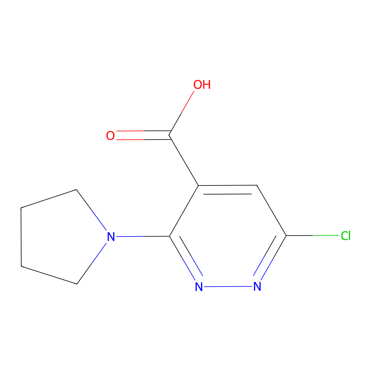 6-Chloro-3-(pyrrolidin-1-YL)pyridazine-4-carboxylic acid molecular structure, CAS 1784117-90-3