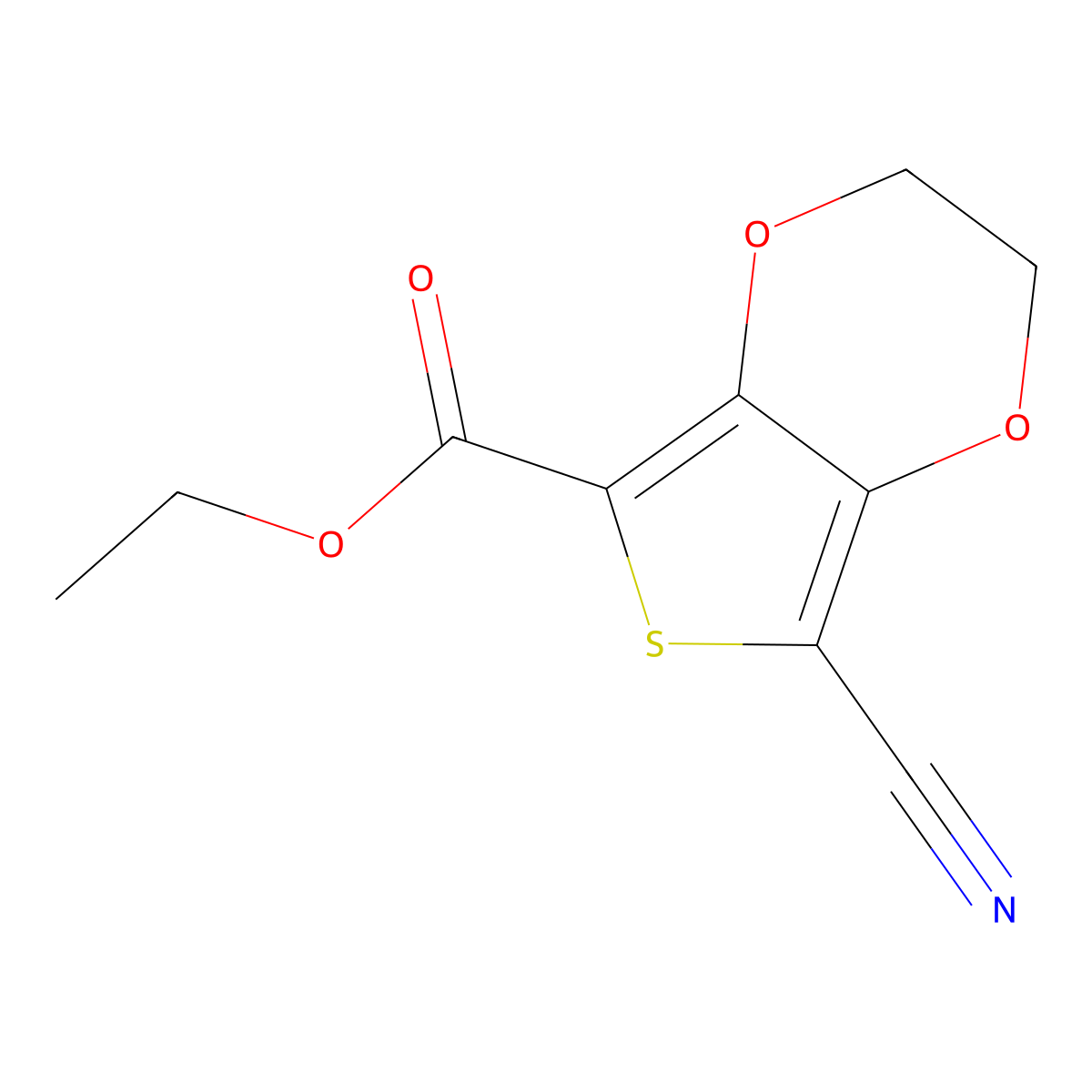 Ethyl 7-cyano-2,3-dihydrothieno[3,4-b][1,4]dioxine-5-carboxylate molecular structure, CAS 1784119-83-0